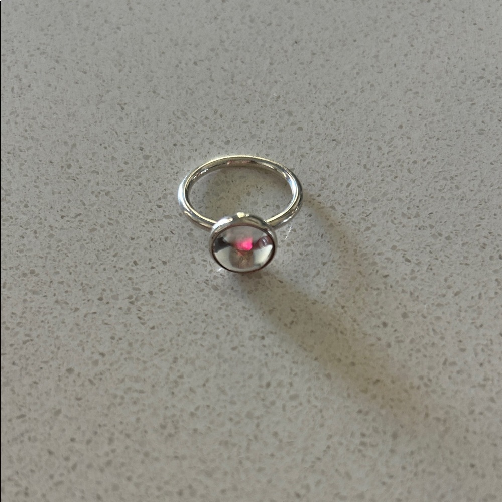 Authentic Pandora Silver Poetic Droplet Clear Silver Stone Size 7